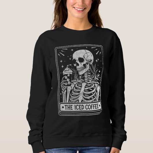 Sweatshirt Skeleton de café glacé Halloween Lover de café (Devant)