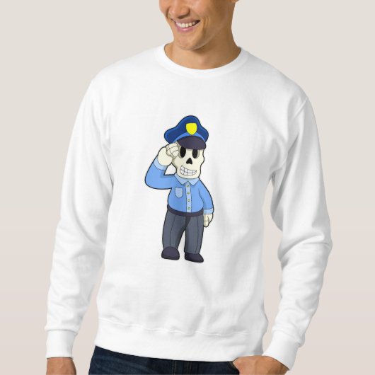 Sweatshirt Skeleton en tant que policier avec casquette de po (Devant)