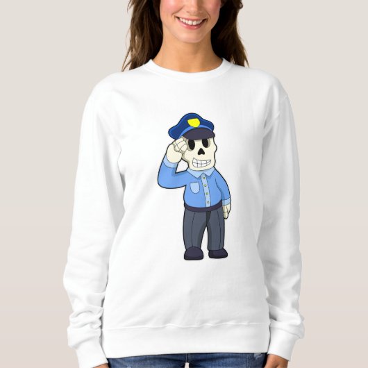 Sweatshirt Skeleton en tant que policier avec casquette de po (Devant)
