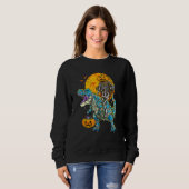Sweatshirt Skeleton équitation maman Dinosaur rex Halloween E (Devant entier)