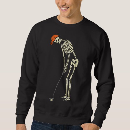 Sweatshirt Skeleton Golf Funny Halloween Golf Sport Golfe (Devant)