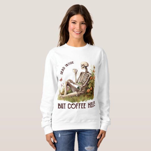 SWEATSHIRT SKELETON HALLOWEEN AVEC CAFÉ (Devant entier)