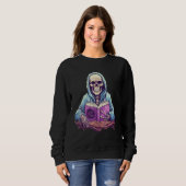 Sweatshirt Skeleton Reading Book  Pastel Goth Bookish Librari (Devant entier)