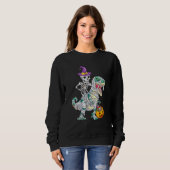 Sweatshirt Skeleton Riding Mummy Dinosaur Rex Halloween  Pump (Devant entier)