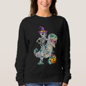 Sweatshirt Skeleton Riding Mummy Dinosaur Rex Halloween  Pump (Devant)