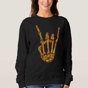 Sweatshirt Skeleton Rock Mains Lazy Costume Halloween Cool Bo