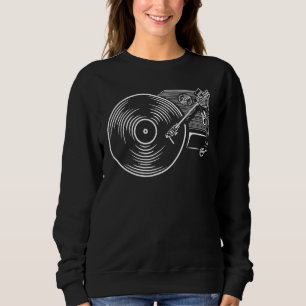 Sweatshirt Sketch Vinyl Record Player 80s Musicien de musique