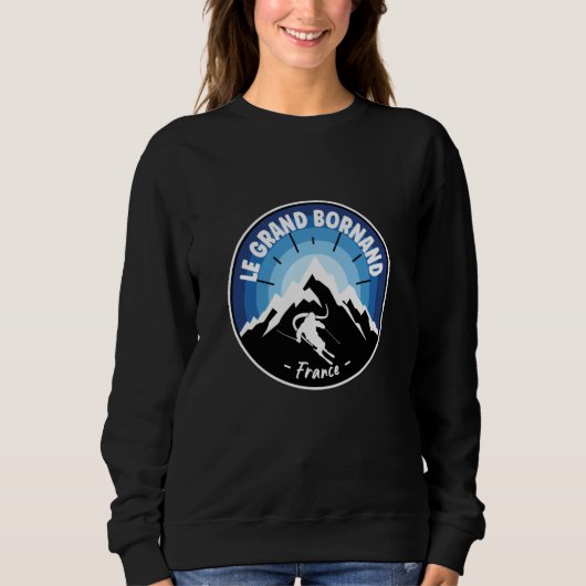 Sweatshirt Ski Au Grand Bornand France Bleu (Devant)