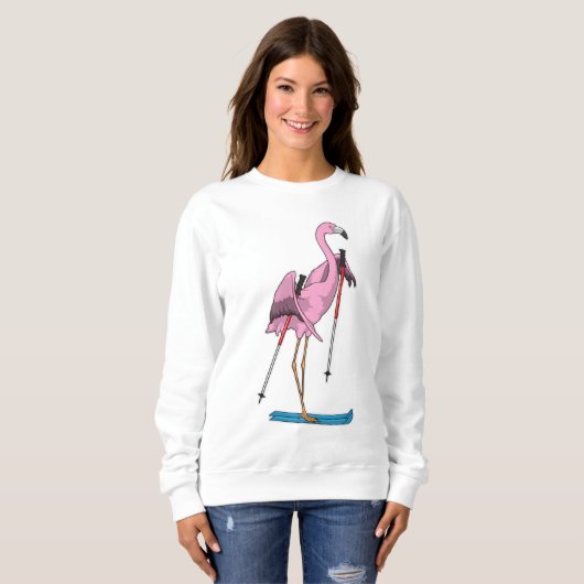 Sweatshirt Ski de Flamant rose (Devant entier)