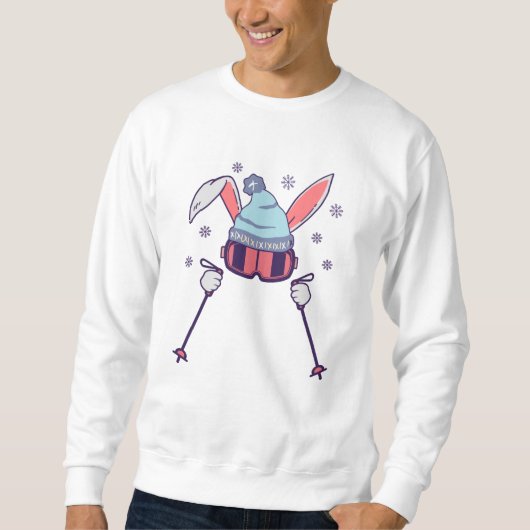Sweatshirt Ski Rabbit avec bâtons de ski ski lunettes de ski (Devant)