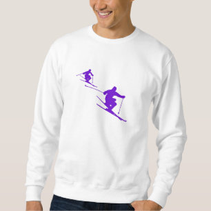 Sweatshirt Skieurs Amusants Sur La Pente Violet