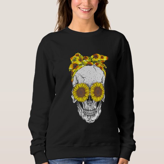 SWEATSHIRT SKULL BANDANA SUNFLOWER SKULL (Devant)