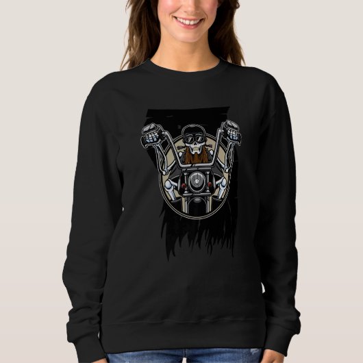 Sweatshirt Skull Biker vélo d'équitation Black Ragged Drapeau (Devant)