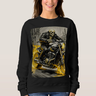 Sweatshirt Skull Rider on Flaming Bike