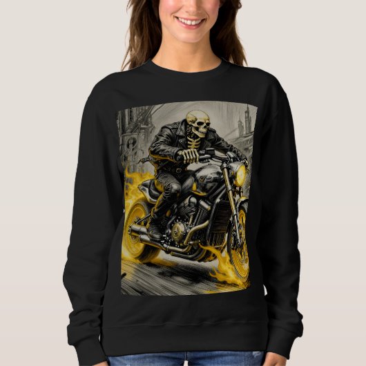 Sweatshirt Skull Rider on Flaming Bike (Devant)