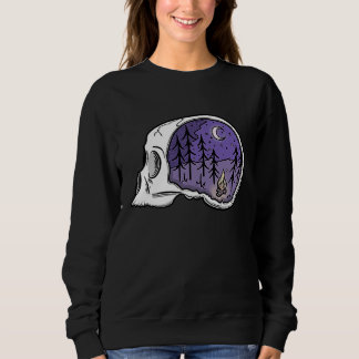 Sweatshirt Skull with Forest Nighttime Camping Scene True Cri