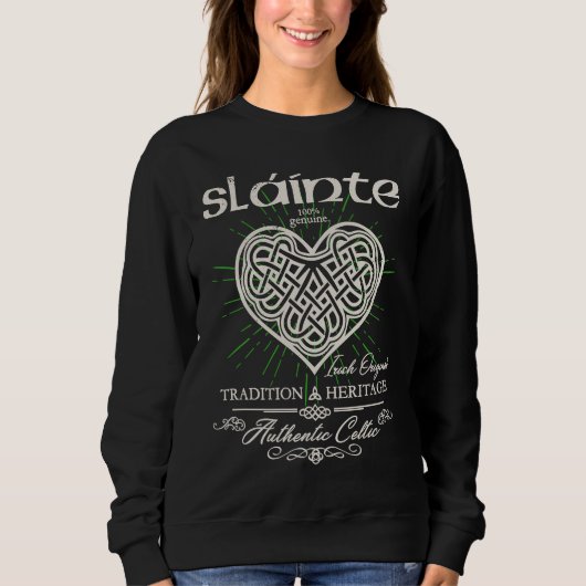 Sweatshirt Sláinte Celtic Knot Heart St Patrick's Day (Devant)