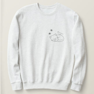 Sweatshirt Sleeping Cat Line Art