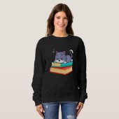 Sweatshirt Sleeping Cat On Books Librarian bookish Cat & Book (Devant entier)