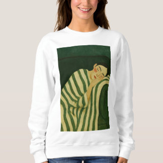 Sweatshirt Sleeping Woman on Green Couch