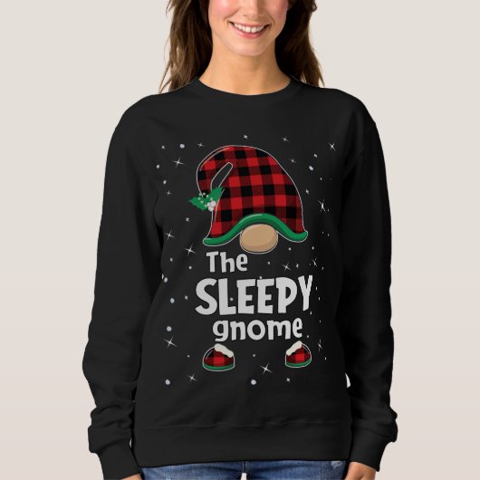 Sweatshirt Sleepy Gnome Buffalo Plaid Matching Family Christa (Devant)