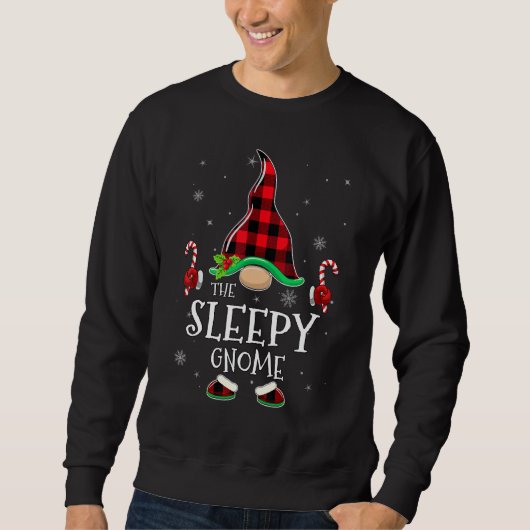 Sweatshirt Sleepy Gnome Buffalo Plaid Matching Family Christm (Devant)