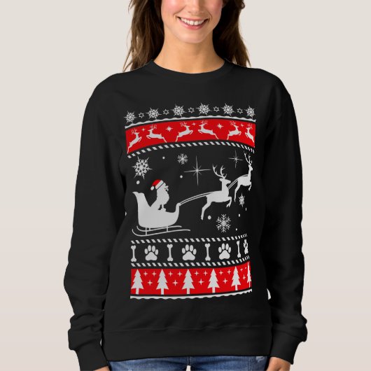 Sweatshirt Sleigh caniche de Noël (Devant)