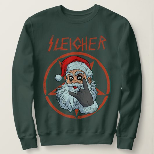 Sweatshirt Sleigher Hail Père Noël Heavy Metal Skull Noël (Design devant)