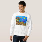 Sweatshirt SlipperyJoe's Fish Pride tropicale vert bleu pourp (Devant entier)
