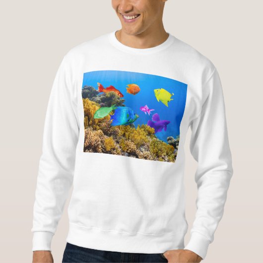 Sweatshirt SlipperyJoe's Fish Pride tropicale vert bleu pourp (Devant)