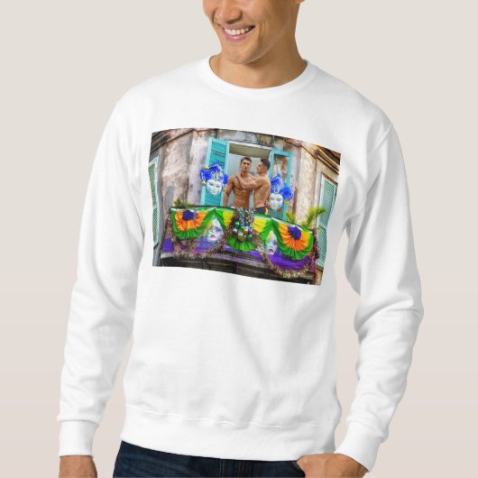 Sweatshirt SlipperyJoe's Mardi Gras Hommes violet or vert bal (Devant)