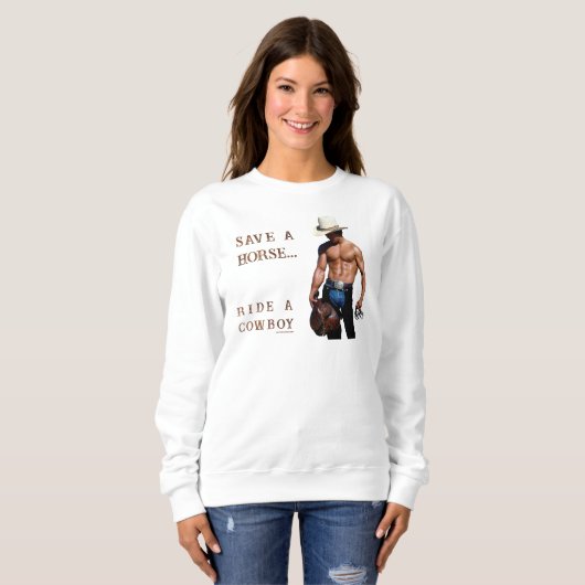 Sweatshirt SlipperyJoe's save horse ride paille cowboy casque (Devant entier)