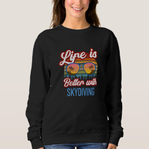 Sweatshirt Slogan du coucher de soleil rétro avec parachutism