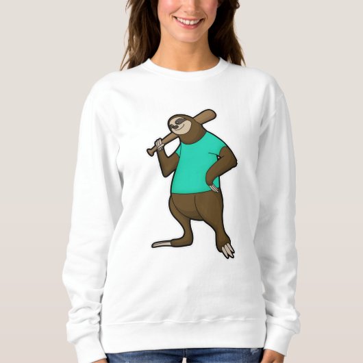 Sweatshirt Sloth au baseball avec batte de baseball (Devant)