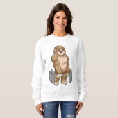 Sweatshirt Sloth au Bodybuilding avec Barbell (Devant entier)