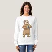 Sweatshirt Sloth comme joueur de handball avec Handball (Devant entier)