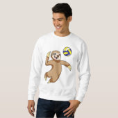 Sweatshirt Sloth comme joueur de volleyball avec volleyball (Devant entier)