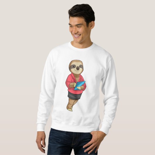 Sweatshirt Sloth en tant que secrétaire avec Bloc-notes (Devant entier)