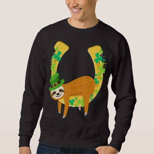 Sweatshirt Sloth Napping sur Leprechaun Horseshoe St Patrick' (Devant)