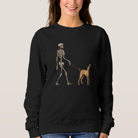 Sweatshirt Sloughi Skeleton Dog Walking Halloween Dog (Devant)