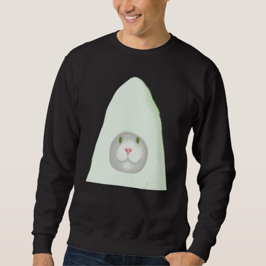 Sweatshirt Smiling kitten artwork white cat meme (Devant)