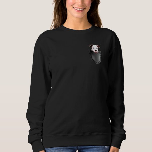 Sweatshirt Smiling Pitbull In Pocket Friend Dog Lovers Pocket (Devant)