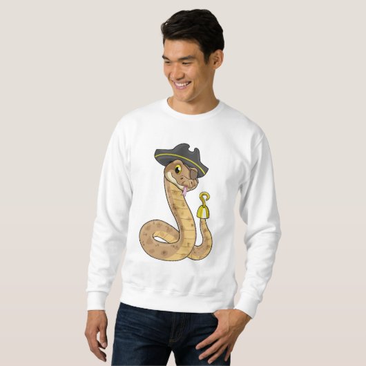 Sweatshirt Snake as Pirate with Hook Hand & Eye patch (Devant entier)