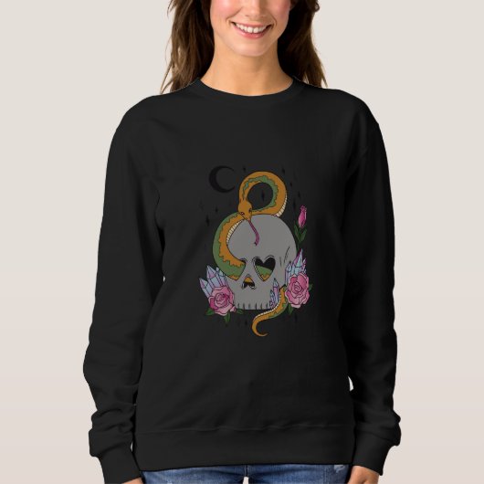 Sweatshirt snake reptile skull flower (Devant)