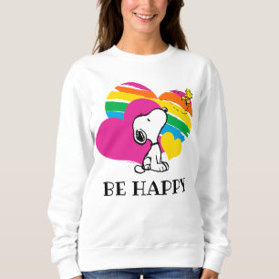 Sweatshirt Snoopy et Woodstock Coeurs arc-en-ciel