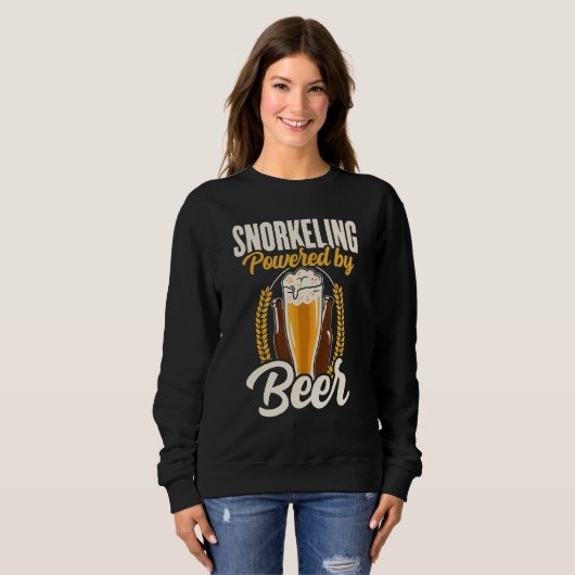 Sweatshirt Snorkeling Powered By Beer Snorkel Scuba Diver Div (Devant entier)