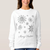 Sweatshirt Snowflakes Gris Argent Avec Joyeux Texte De Noël (Devant)