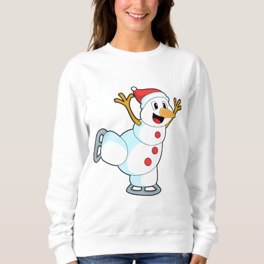 Sweatshirt Snowman au patinage sur glace avec patins sur glac (Devant)