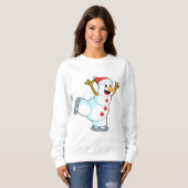 Sweatshirt Snowman au patinage sur glace avec patins sur glac (Devant entier)
