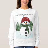 Sweatshirt Snowman Red Beanie laide Noël noir Typographie (Devant)